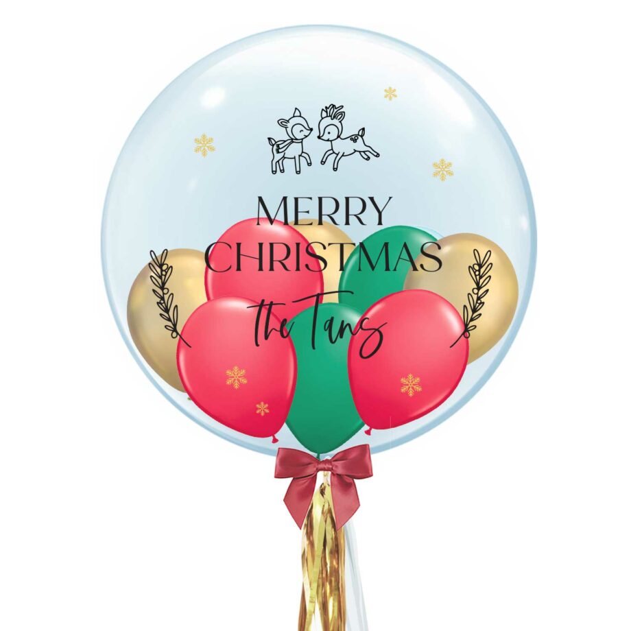 Custom Name 24 Inch Bubble Balloon - Christmas Deer Design