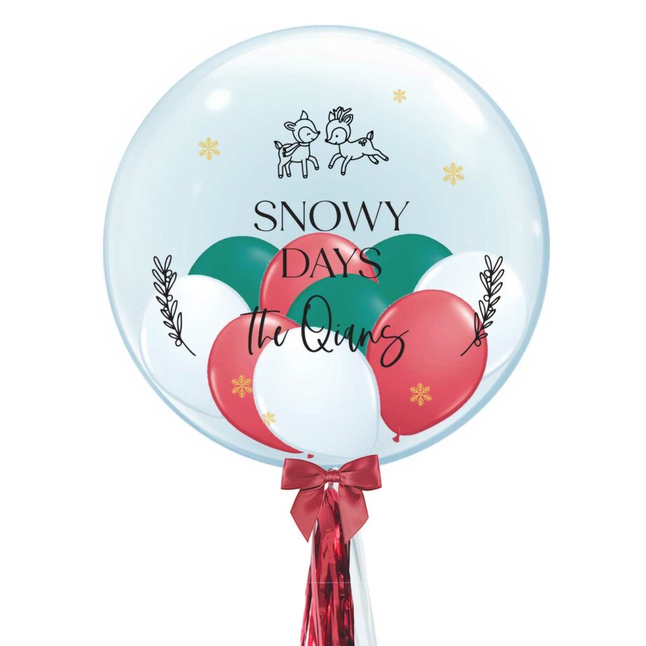 Custom Name 24 Inch Bubble Balloon - Christmas Deer Design