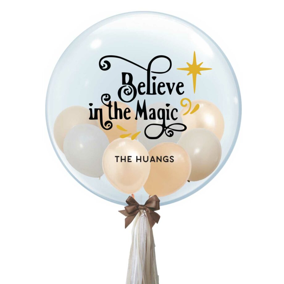 Custom Name 24 Inch Bubble Balloon - Believe In The Magic