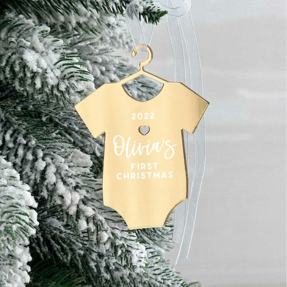 Mirror Gold Baby's First Christmas Design-Onesie Ornament