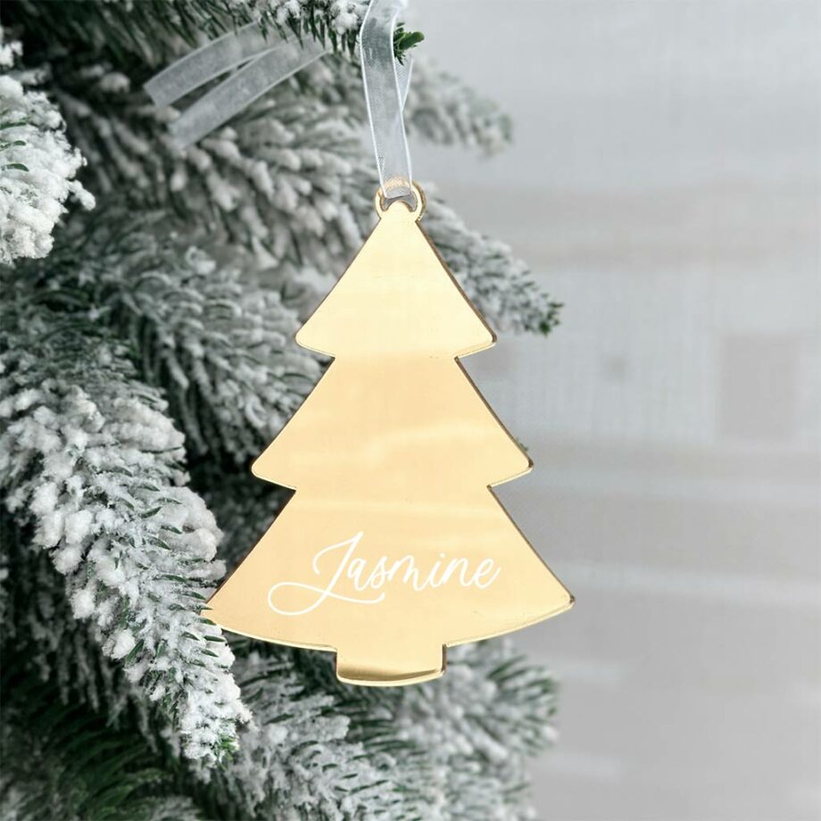 Mirror Gold Custom Name Design-Christmas Tree Ornament
