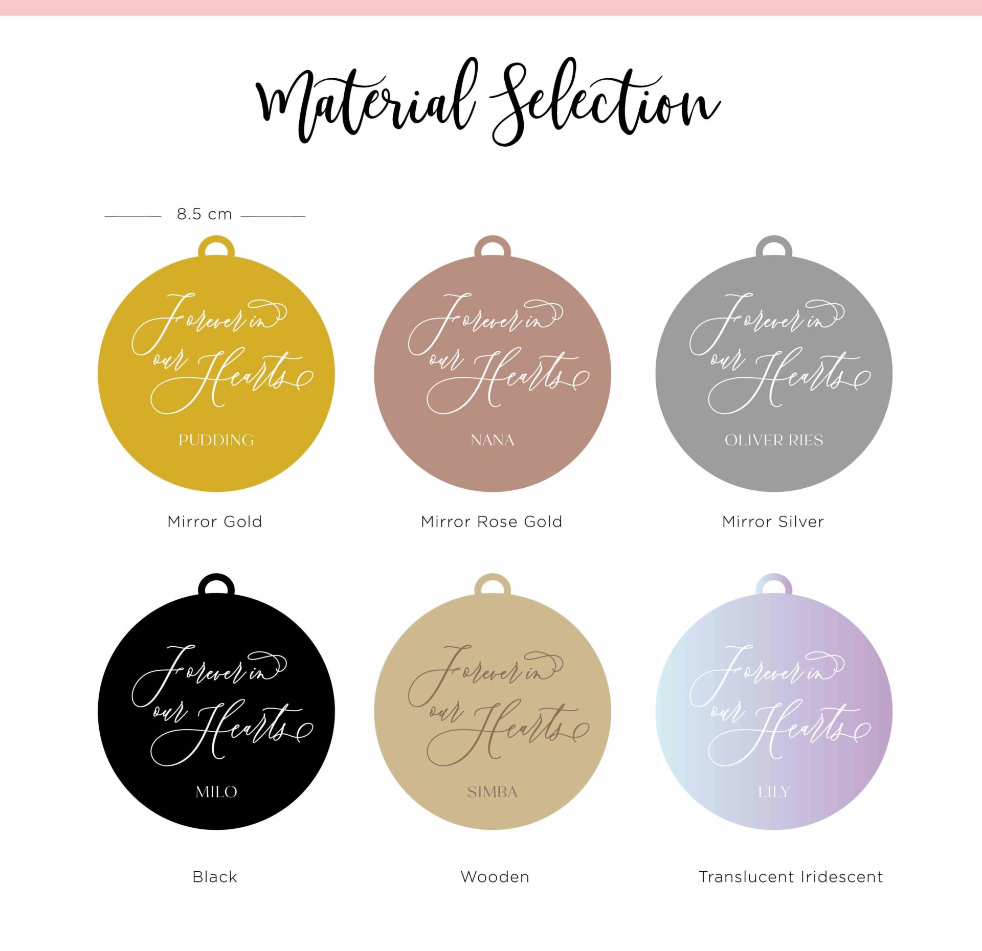 Forever in our hearts Design Round Ornaments Material Selection