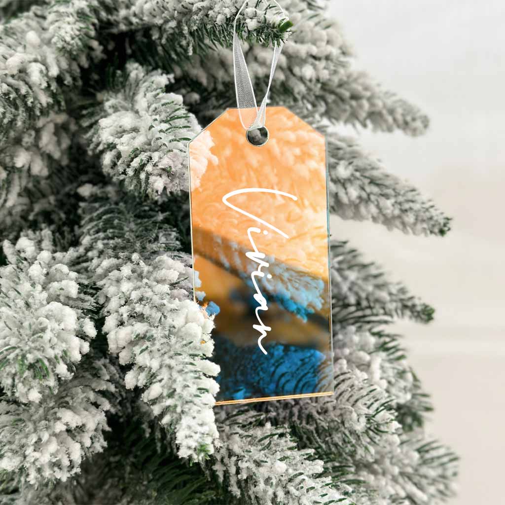 Translucent Iridescent Custom Name Design-Angled Rectangle Ornament