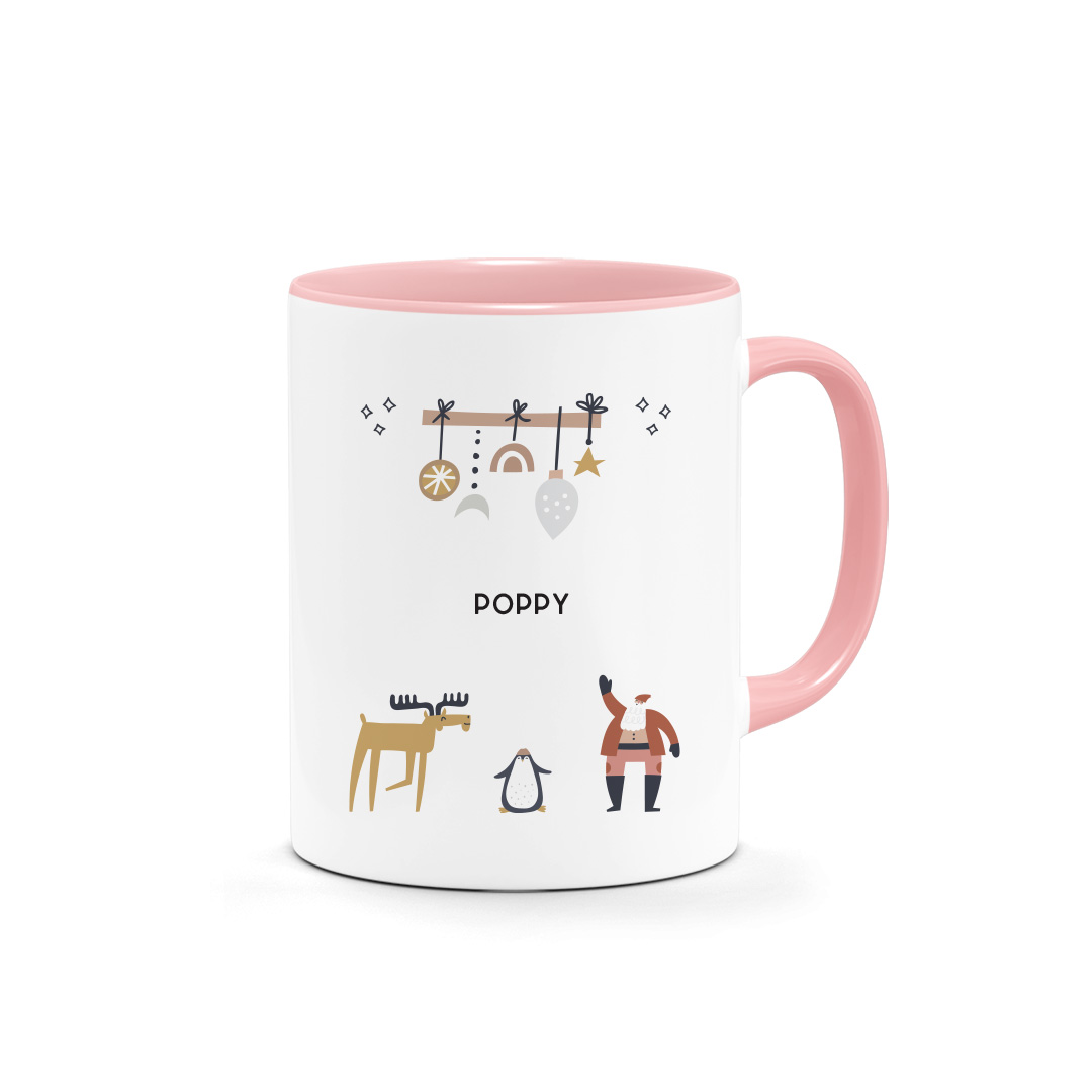 [Custom NAME] Printed Mug - Santa And Moose