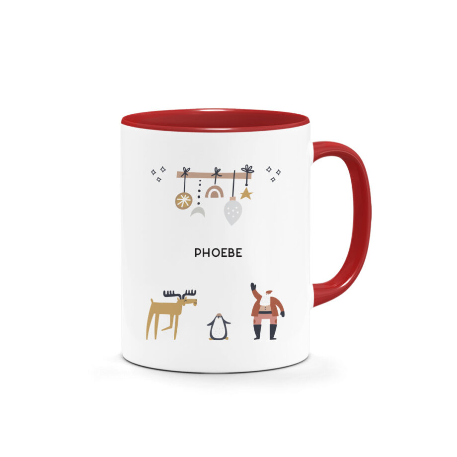 [Custom NAME] Printed Mug - Santa And Moose