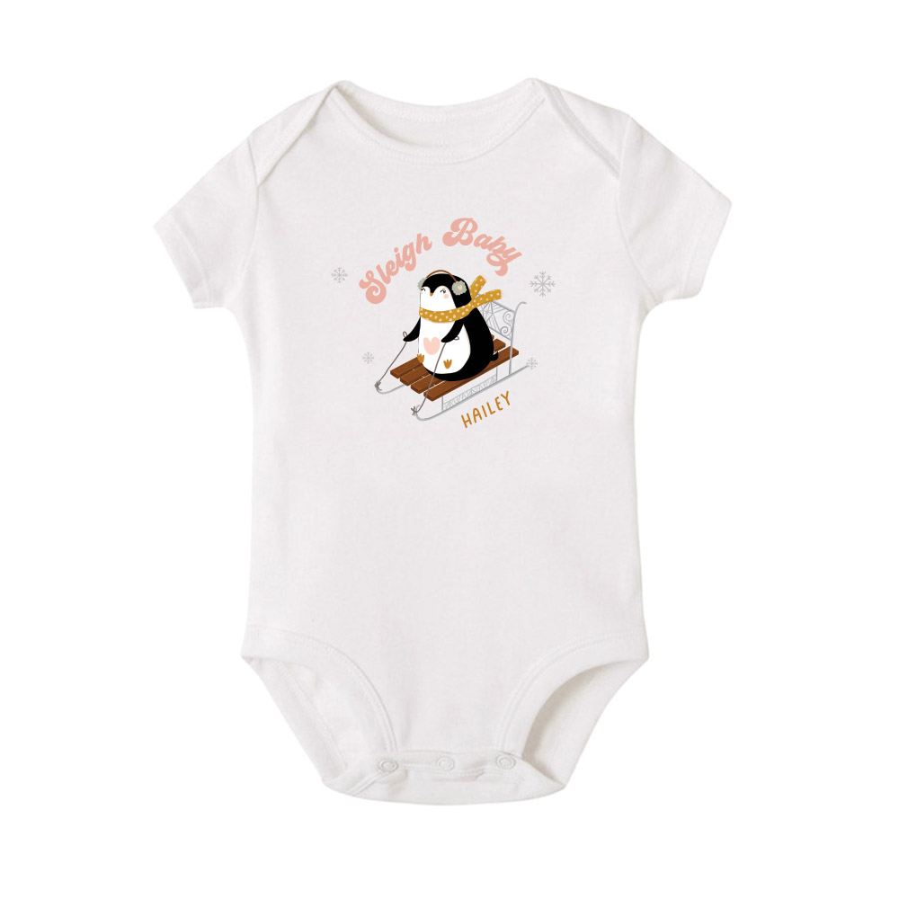 Baby Bodysuit/ Tshirt - Sleigh Baby Penguin Design