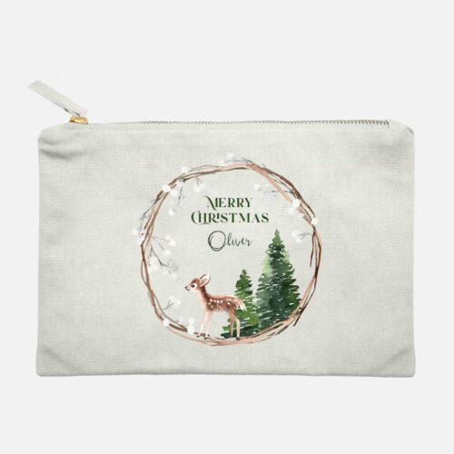 Christmas Collection Makeup Bag - Deer Wreath