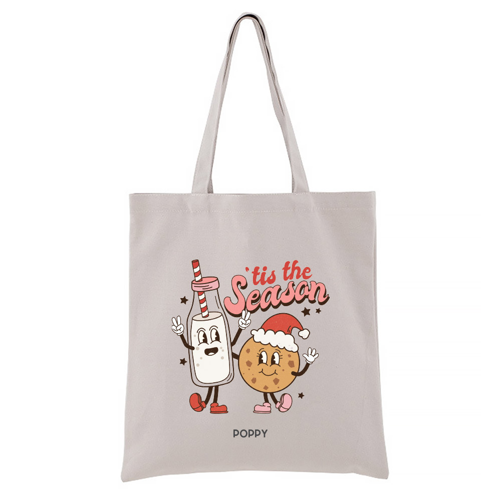 Groovy Milk and Cookie Christmas Tote Bag