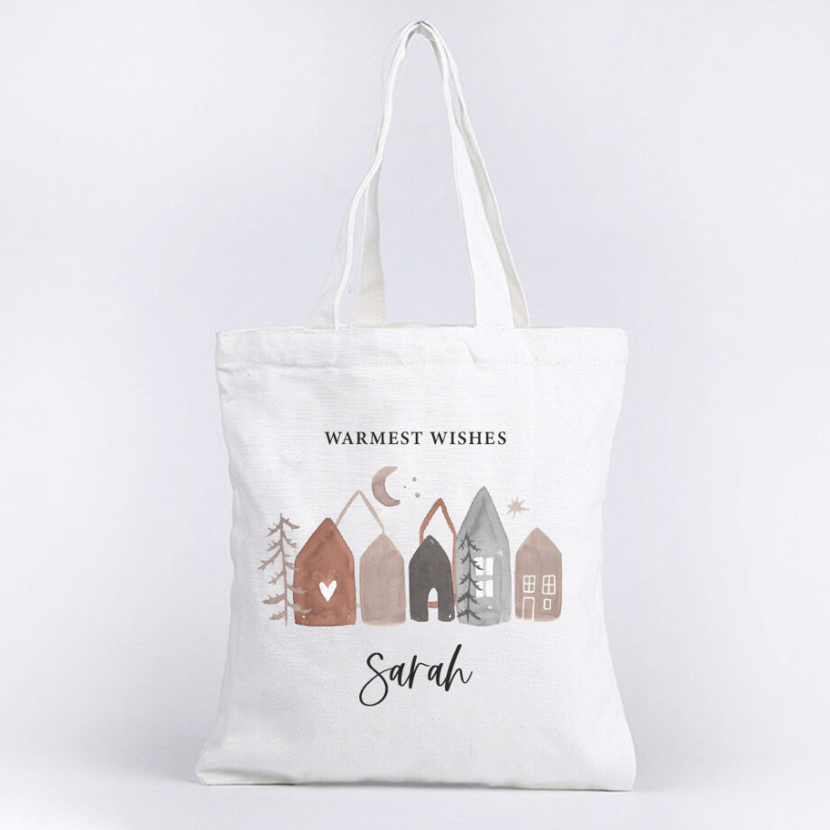 Nordic Winter Town Tote Bag