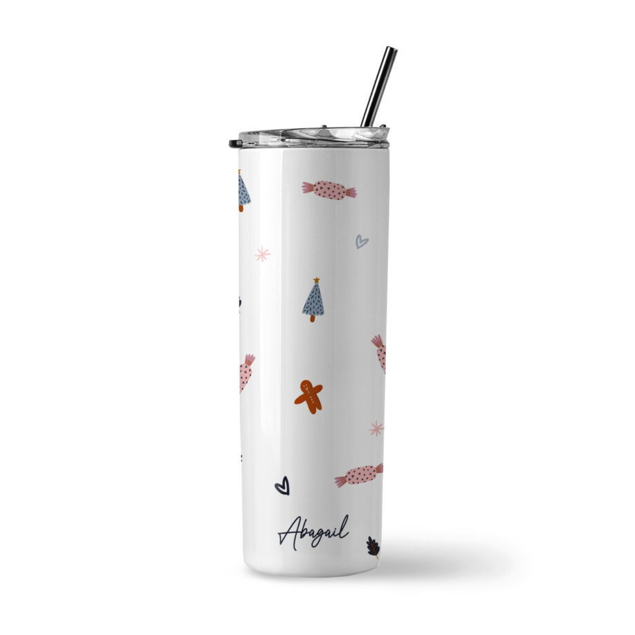 Christmas Collection Insulated Stainless Steel Tumbler - Christmas Trees And Treats Design