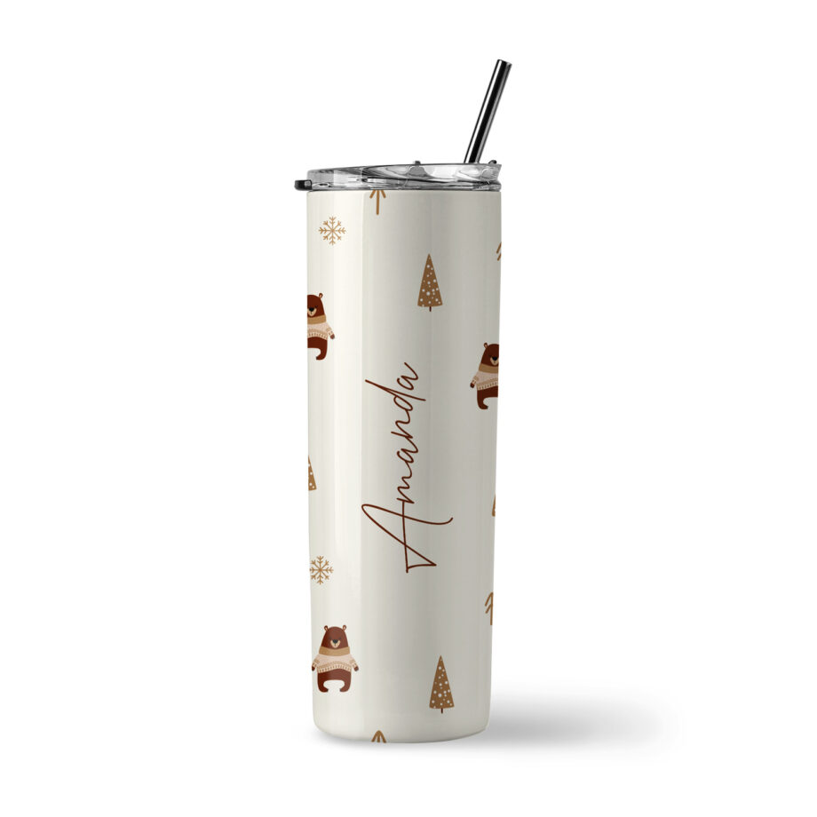 Christmas Collection Insulated Stainless Steel Tumbler - Nordic Christmas Bears Design