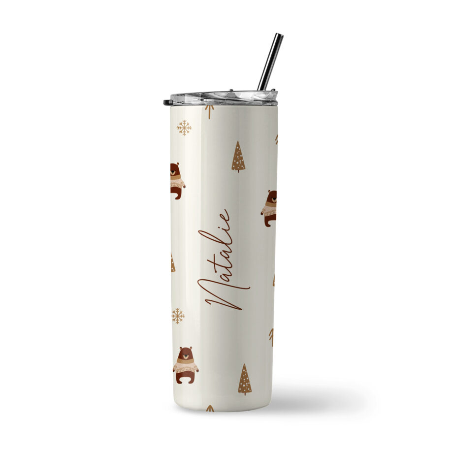 Christmas Collection Insulated Stainless Steel Tumbler - Nordic Christmas Bears Design