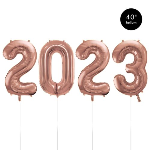 Giant Number foil balloons Helium inflated 2023 rose gold