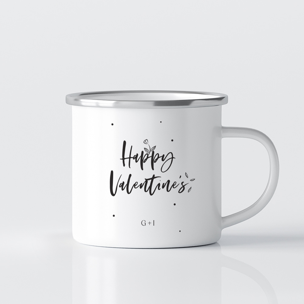 Valentine's Day Printed Mug - Minimal Floral Typography