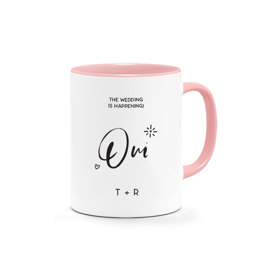 Valentine's Day Printed Mug - Oui! Yes! Typography