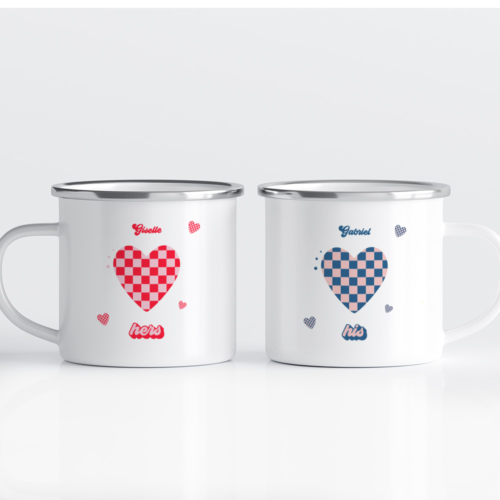 Valentine's Day Printed Couple Mugs - Retro Heart