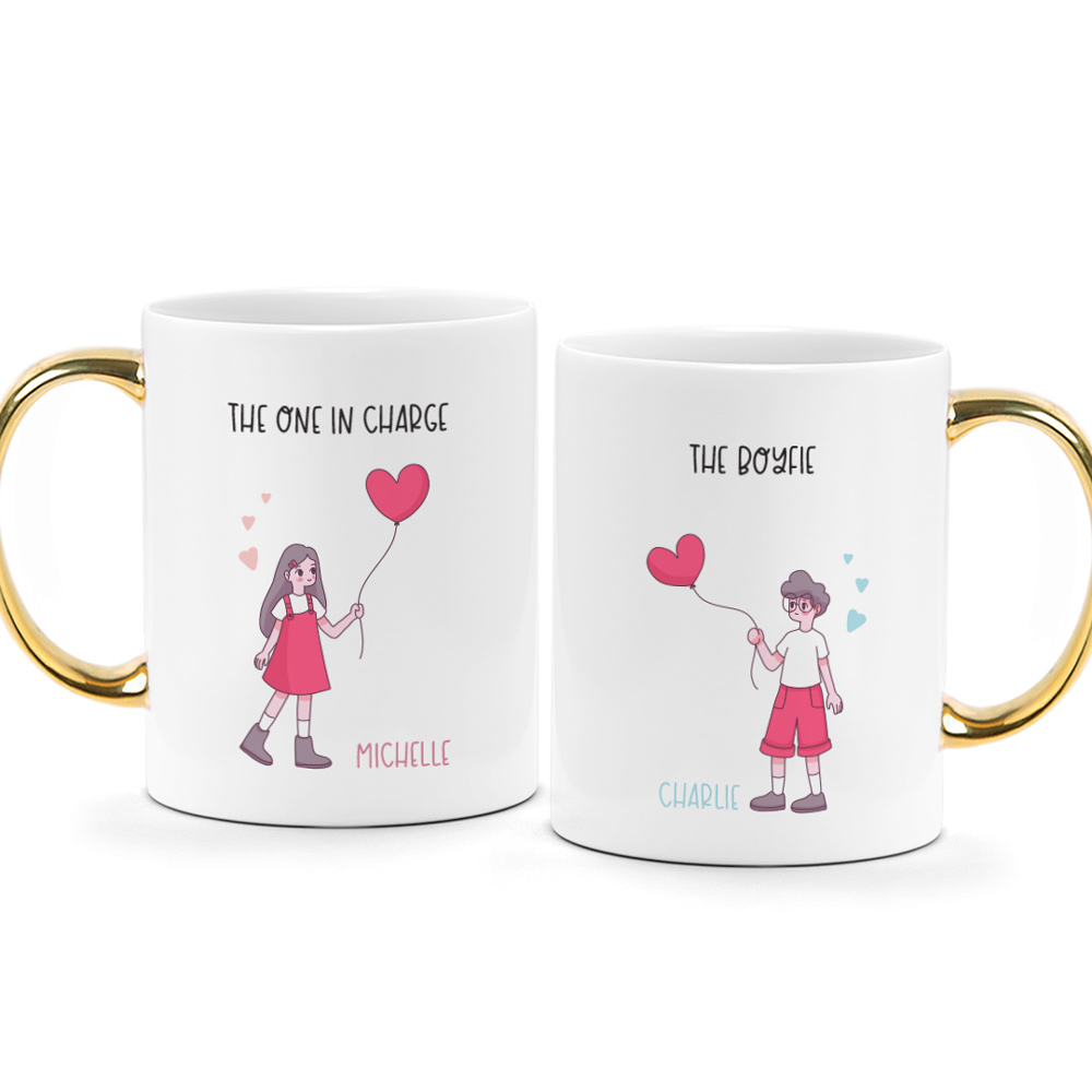 Valentine's Day Printed Couple Mugs - Bubbly Outline