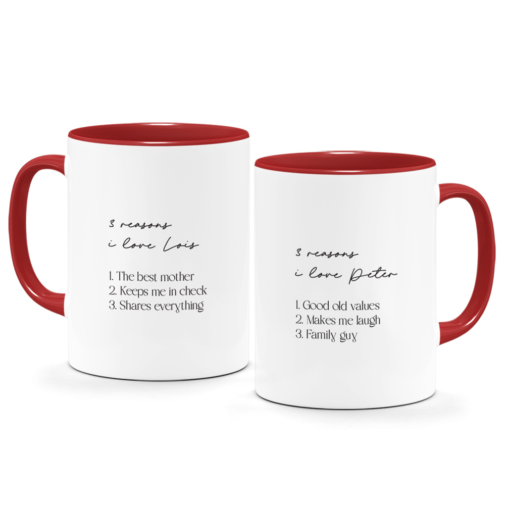 Valentine's Day Printed Couple Mugs - 3 Reasons I Love You