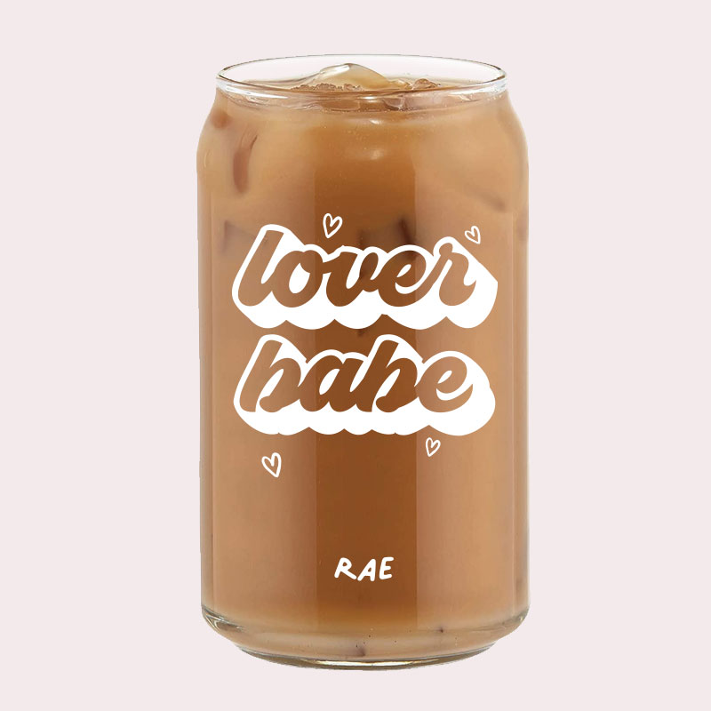 Barbie Lover Babe Typography Design Custom Name Coffee Can Glass Cold Beverage Glass