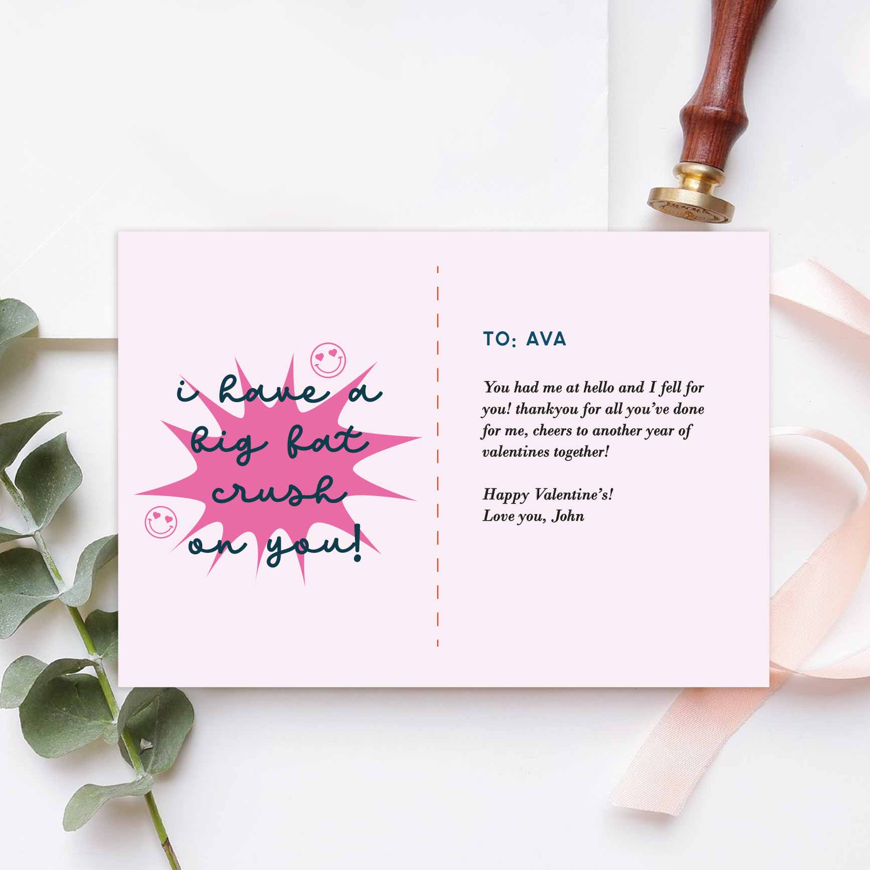 Valentines Collection One-sided Gift card - Big Fat Crush On You Design
