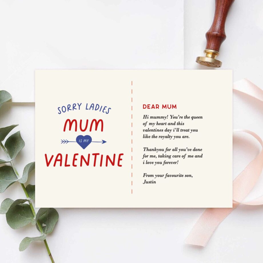 Valentines Collection One-sided Gift card - Happy Valentines Mum! Design