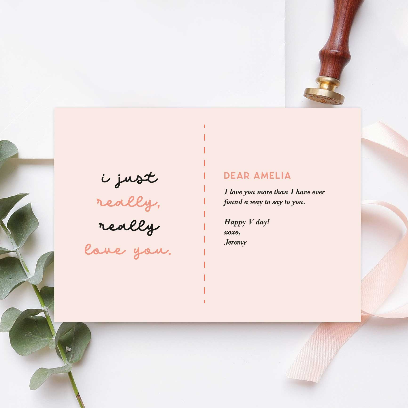 Valentines Collection One-sided Gift card - I Just Really, Really Love You. Typography Design