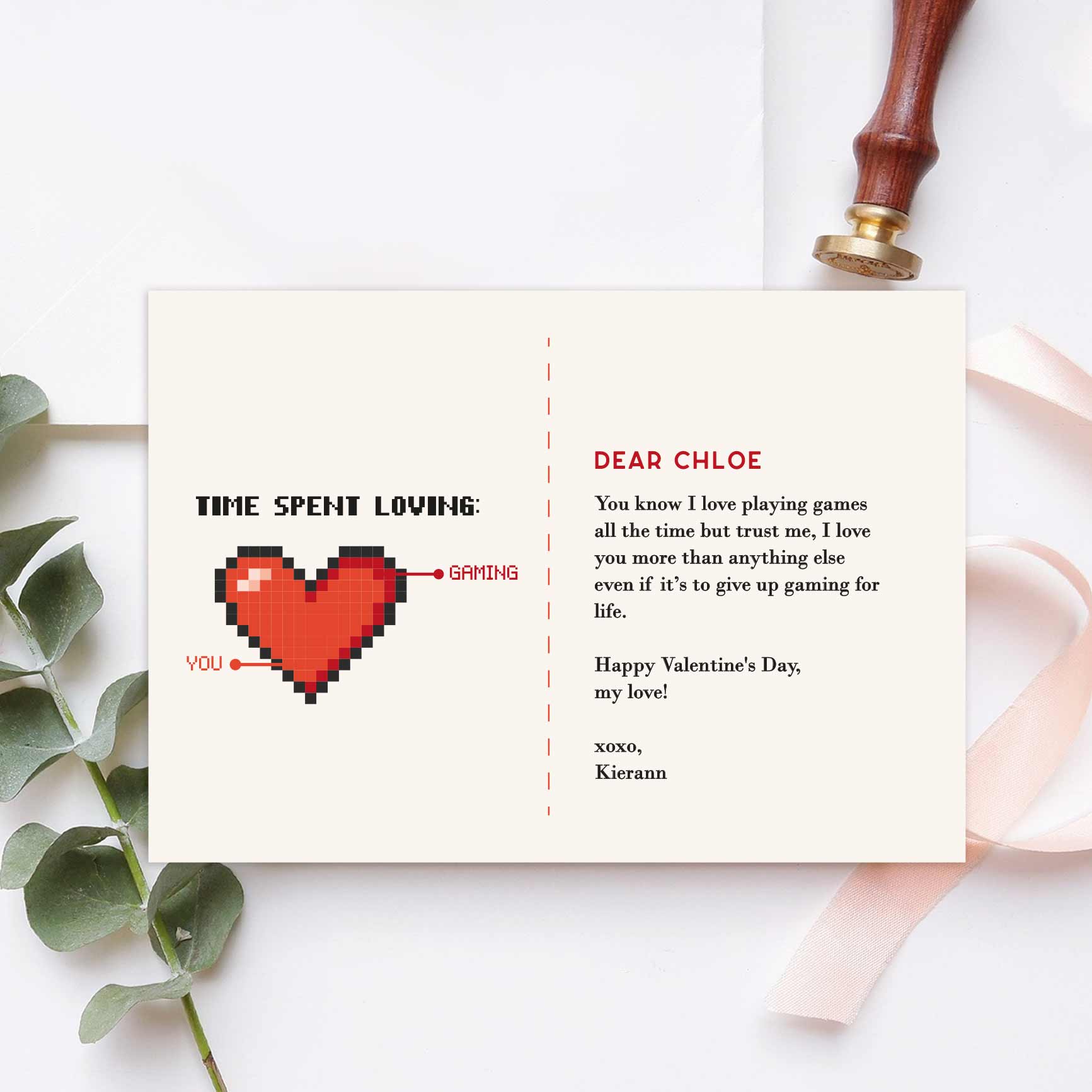 Valentines Collection One-sided Gift card - My Time Spent Loving You Design