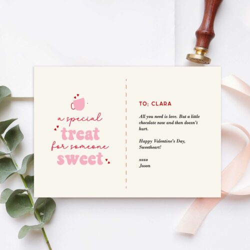Valentines Collection One-sided Gift card - Special Treat For Someone Sweet Design
