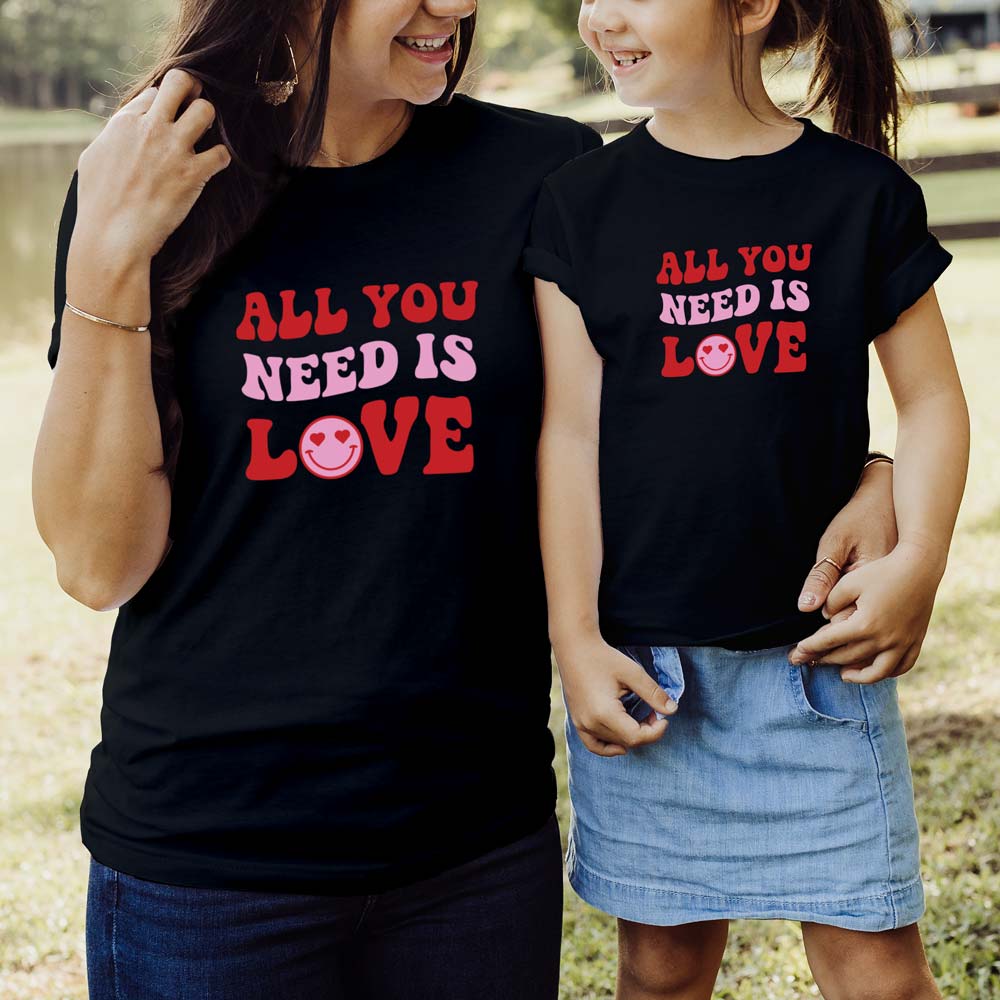 all you need is love design mama and mini valentines tee 