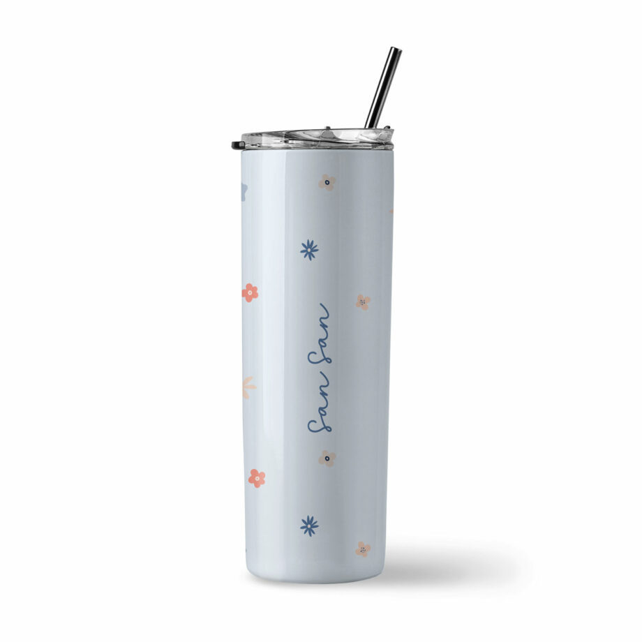 Insulated Stainless Steel Tumbler - Muted Flowers Design