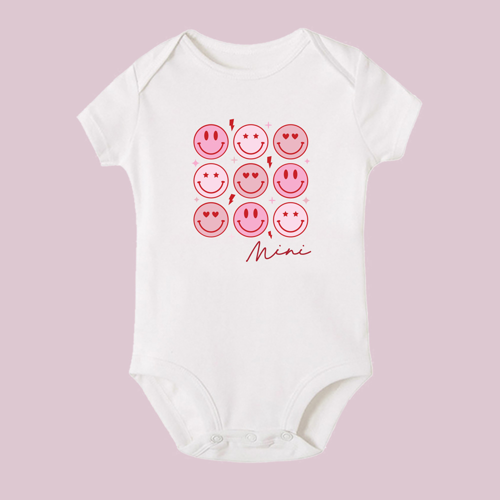 love smiley faces design mama and mini valentines tee - white baby bodysuit