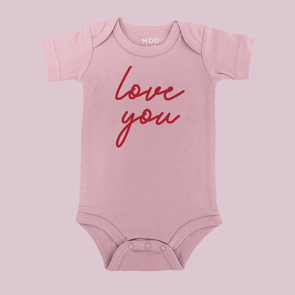 love you design mama and mini valentines tee - rose pink baby bodysuit