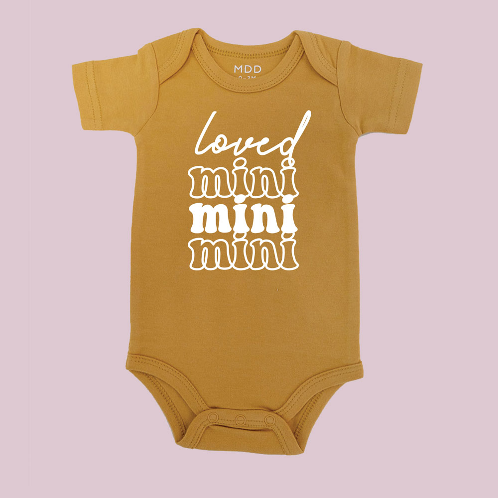 loved mama and mini design mama and mini valentines tee - mustard baby bodysuit