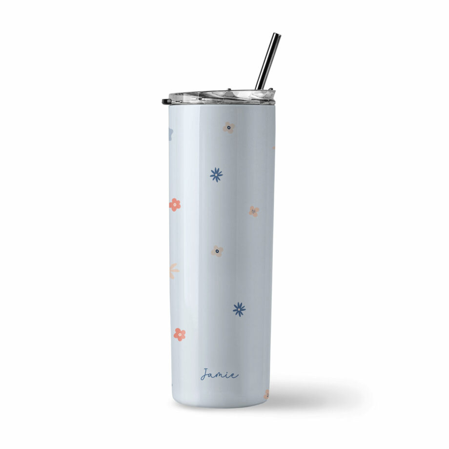 Insulated Stainless Steel Tumbler - Muted Flowers Design