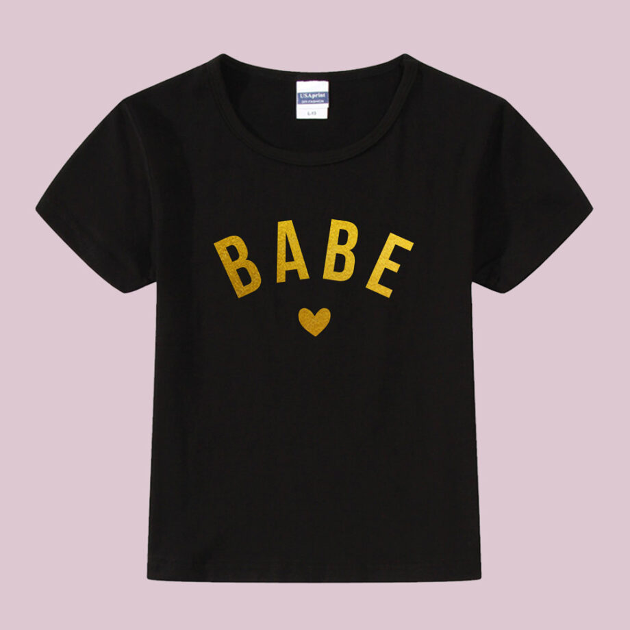 babe with heart design mama and mini valentines tee - black kids tee