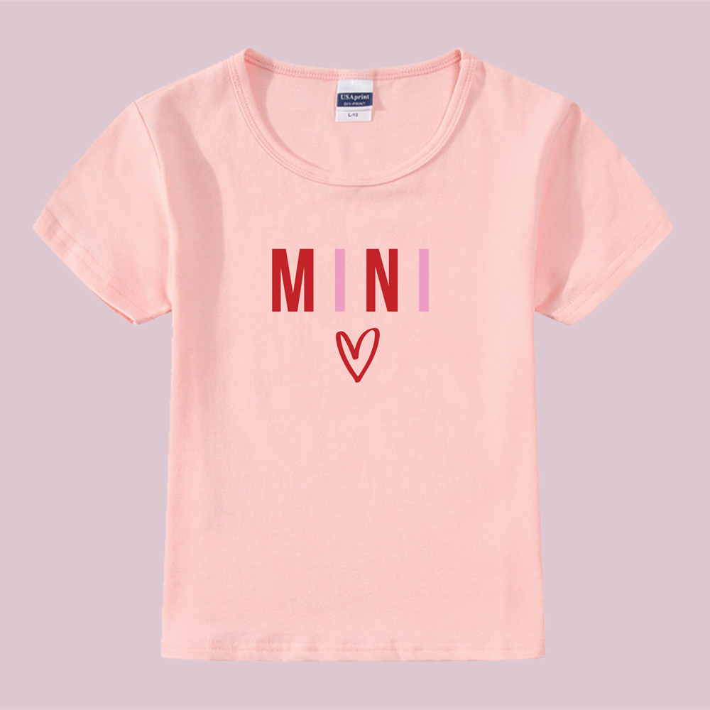 mama and mini heart design mama and mini valentines tee - peach kids tee