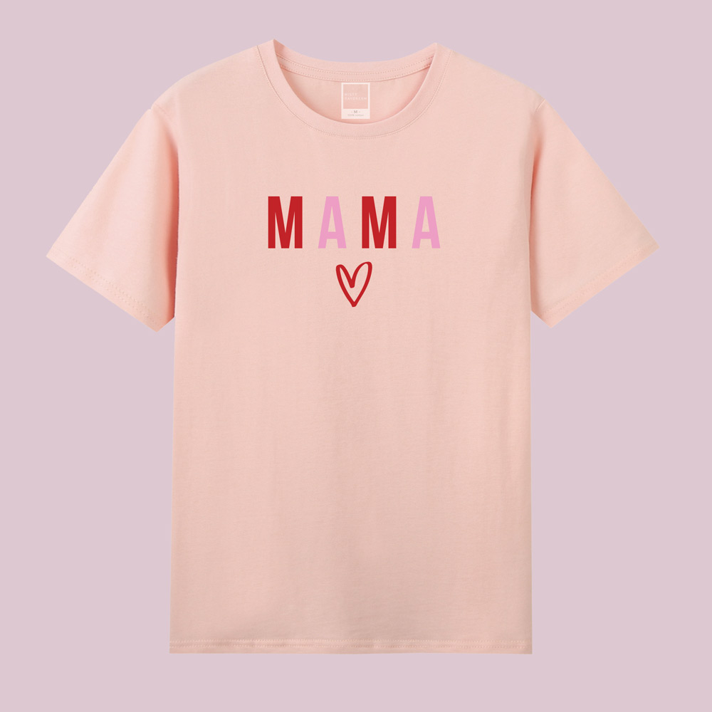 mama and mini heart design mama and mini valentines tee - peach adult tee