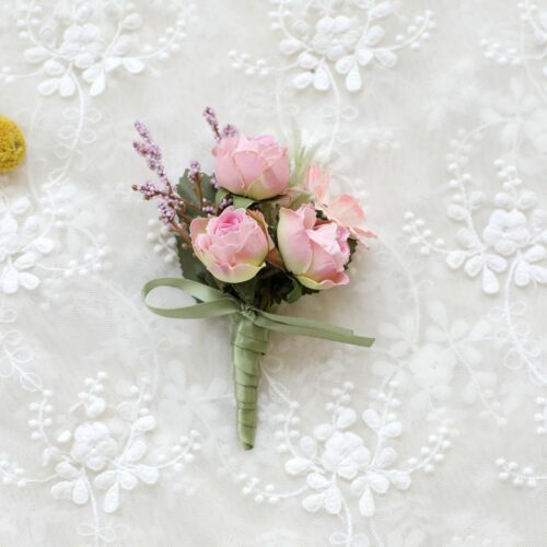 Light Pink and Purple Mixed Flowers Boutonnière