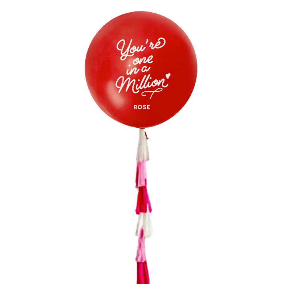 36 inch Jumbo Latex Helium Balloon with Tassels Tail - Ruby Red