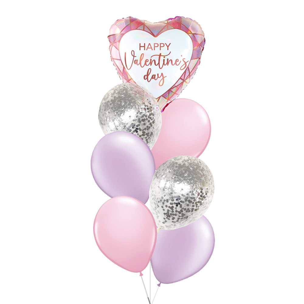 Opal Valentine Gem 18" Heart Foil Balloon Bouqet