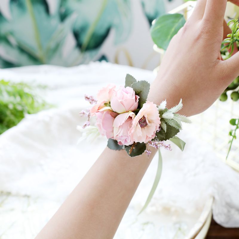 Light Pink and Purple Mixed Flowers Wrist Corsage
