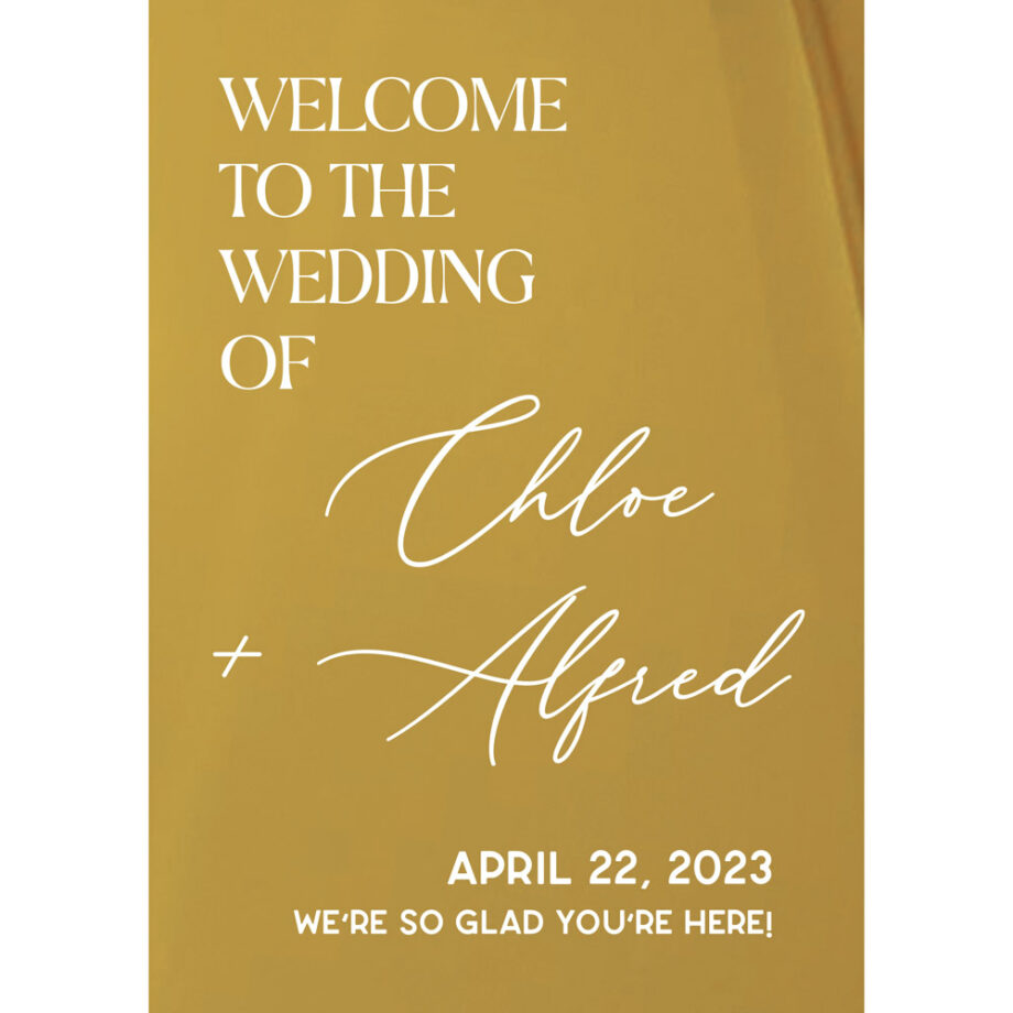 mirror gold wedding signage - welcome to the wedding script rectangle design