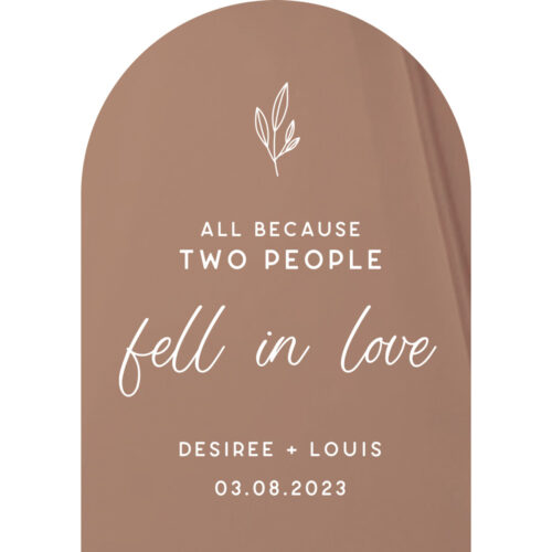 mirror rose gold wedding signage - two people fell inlove design
