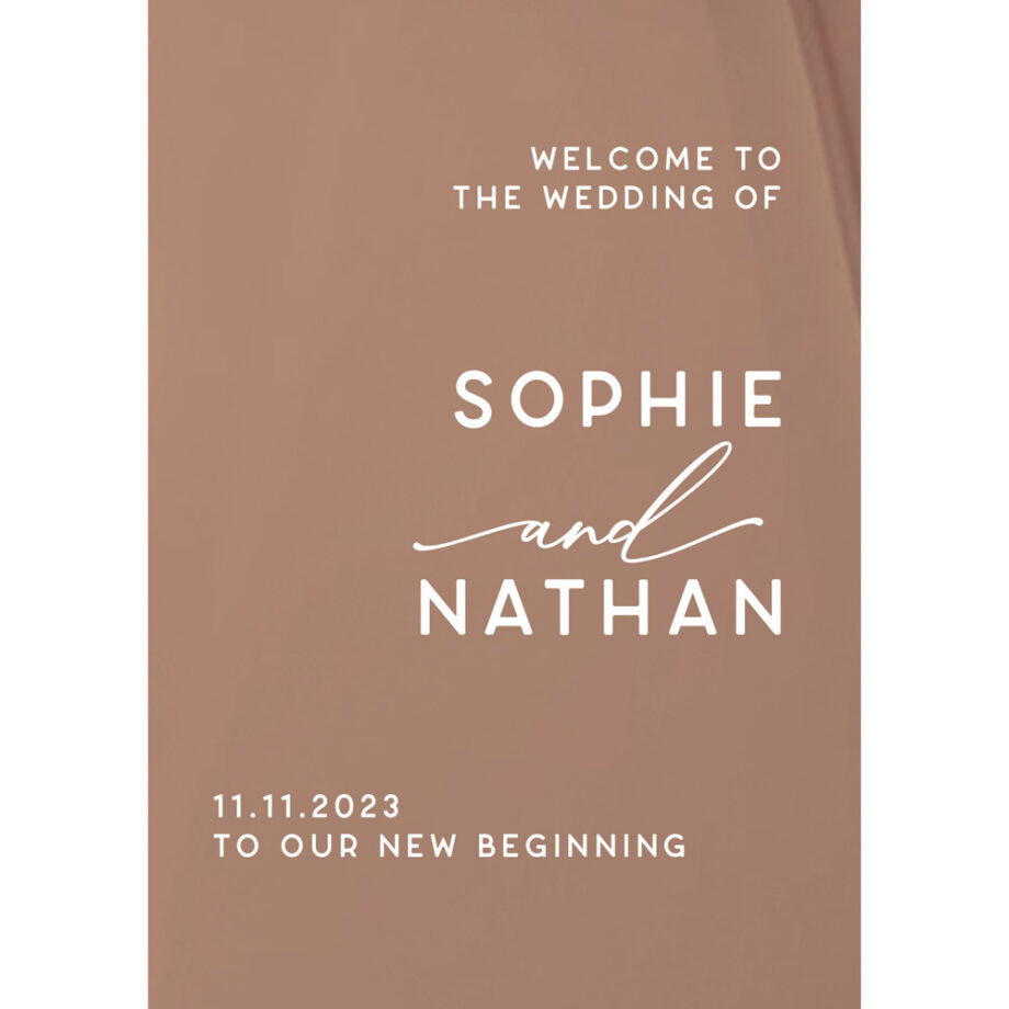 mirror rose gold wedding signage - welcome to the wedding classic block design