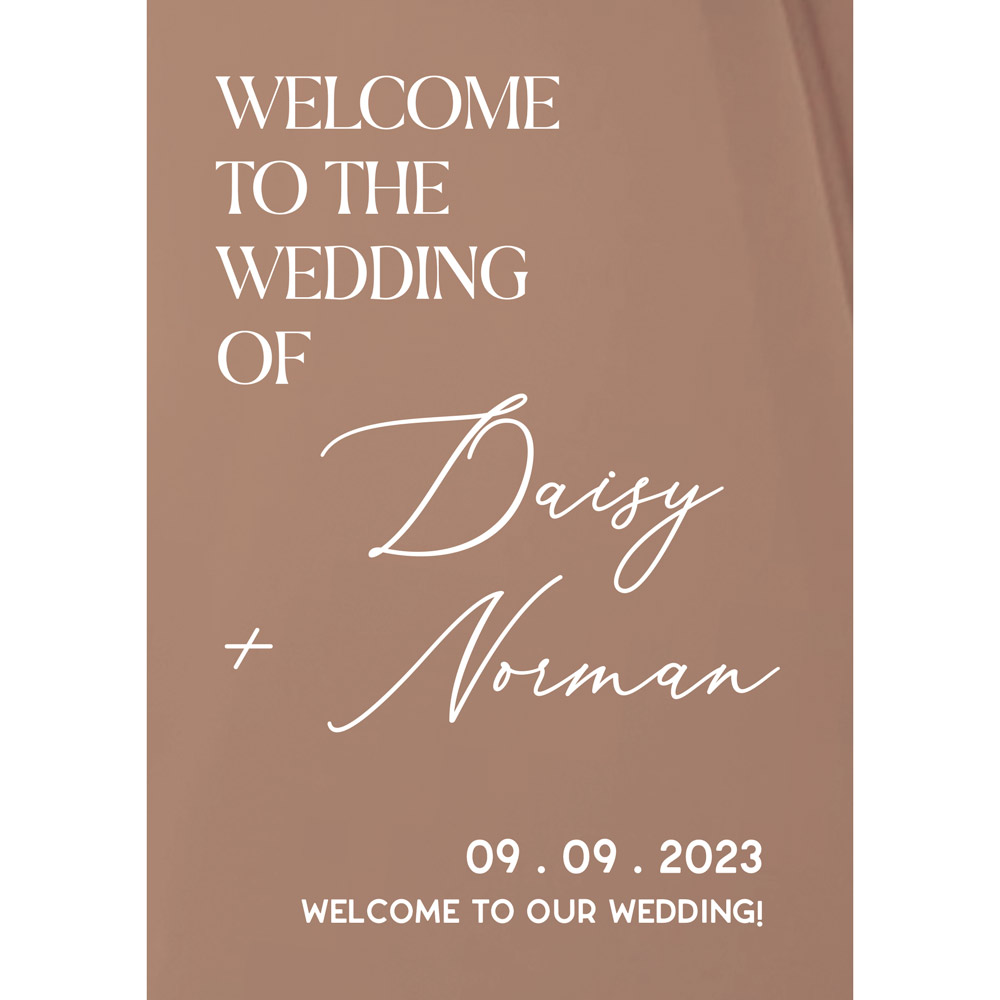 mirror rose gold wedding signage - welcome to the wedding script rectangle design