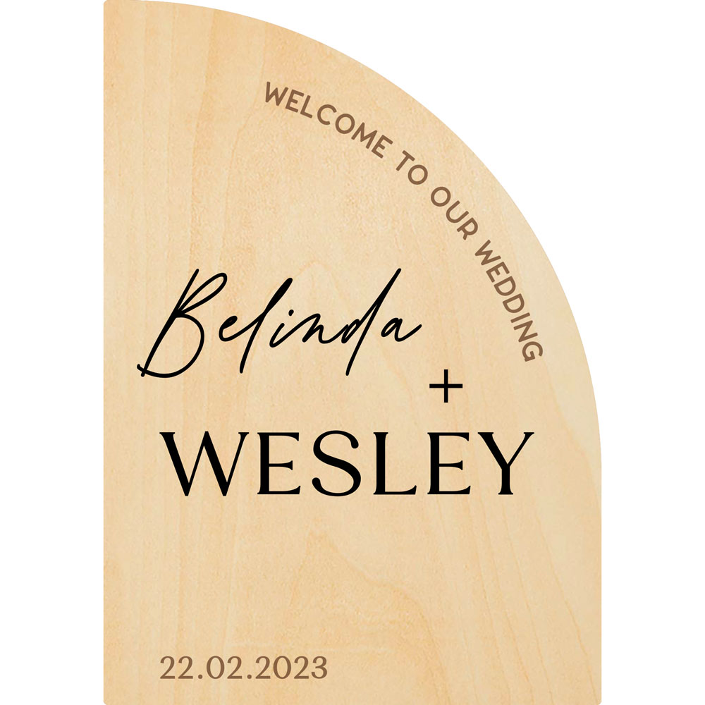 ply wood wedding signage - welcome to the wedding corner arch design