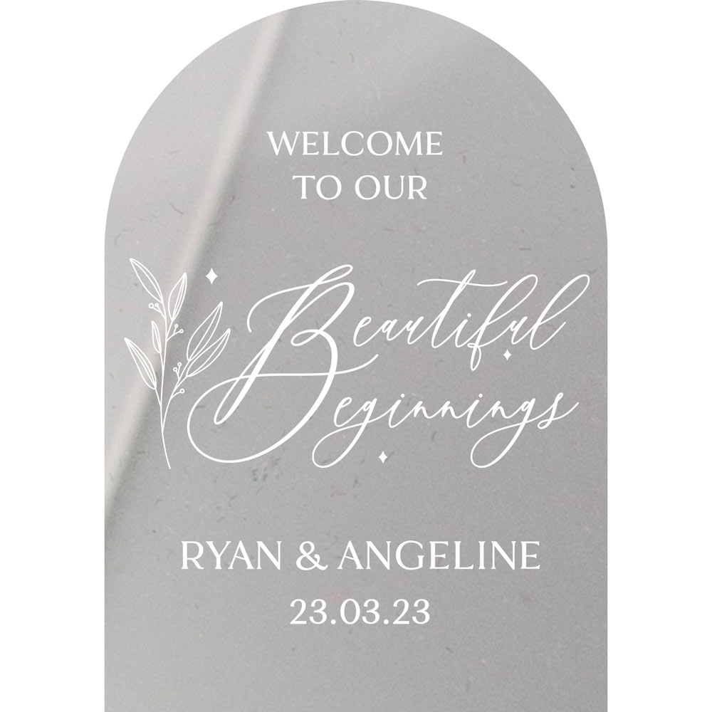 clear acrylics wedding signage - beautiful beginnings design