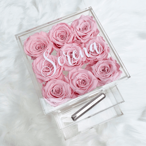 Preserved Roses Acrylics Box with drawers.
