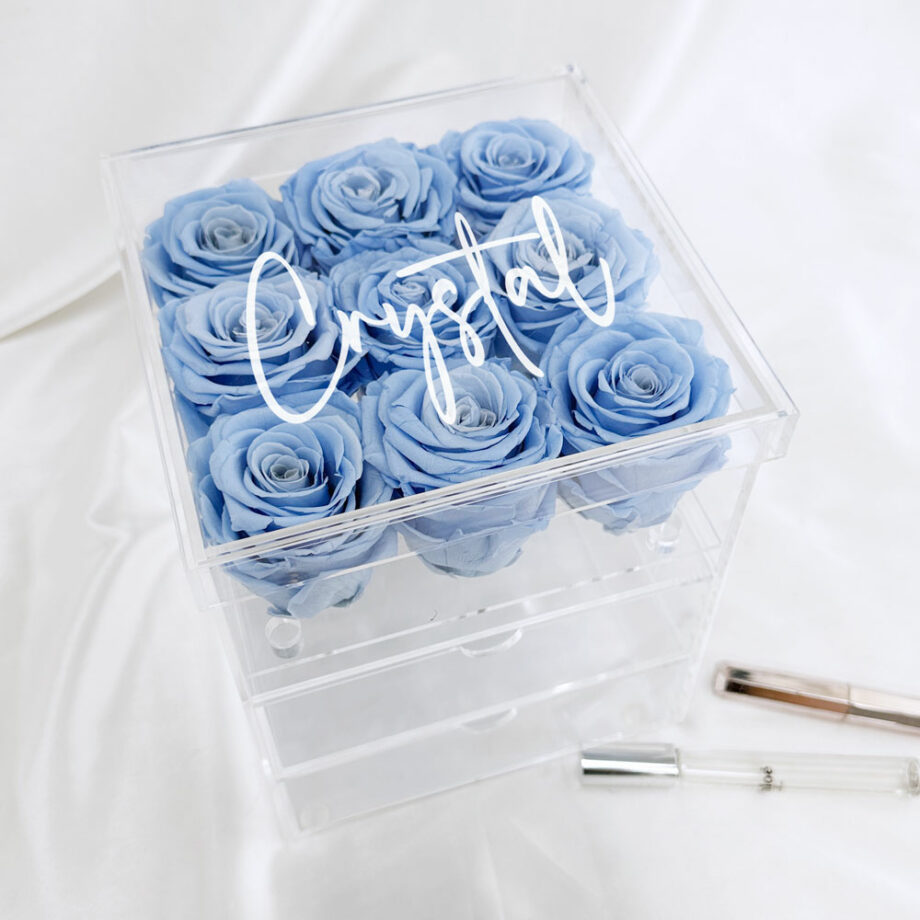 Preserved Roses in Acrylics Box - Blue