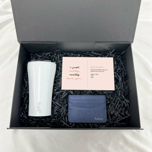 Vday For HIM Office Essential Box - Gift Box, Sttoke Cup, Leather Cardholder, Gift Card